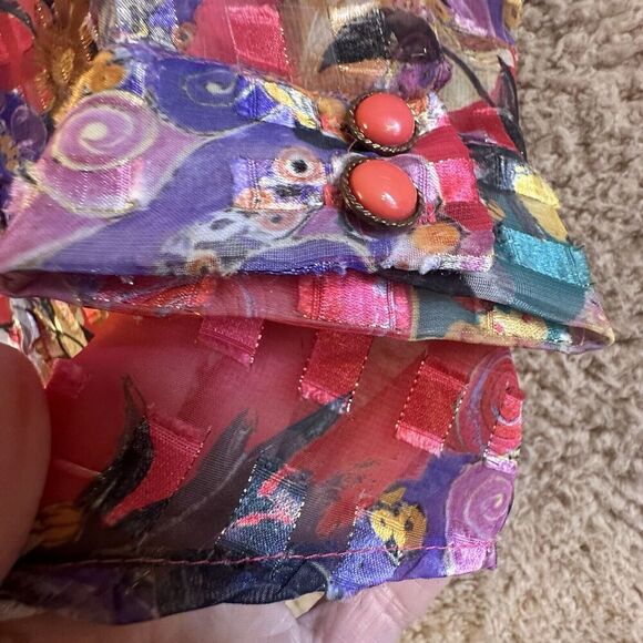 Vintage I & R Sheer Jacket Topper Dopamine Lightweight Mesh Button Down Sz. M EC - Picture 14 of 16